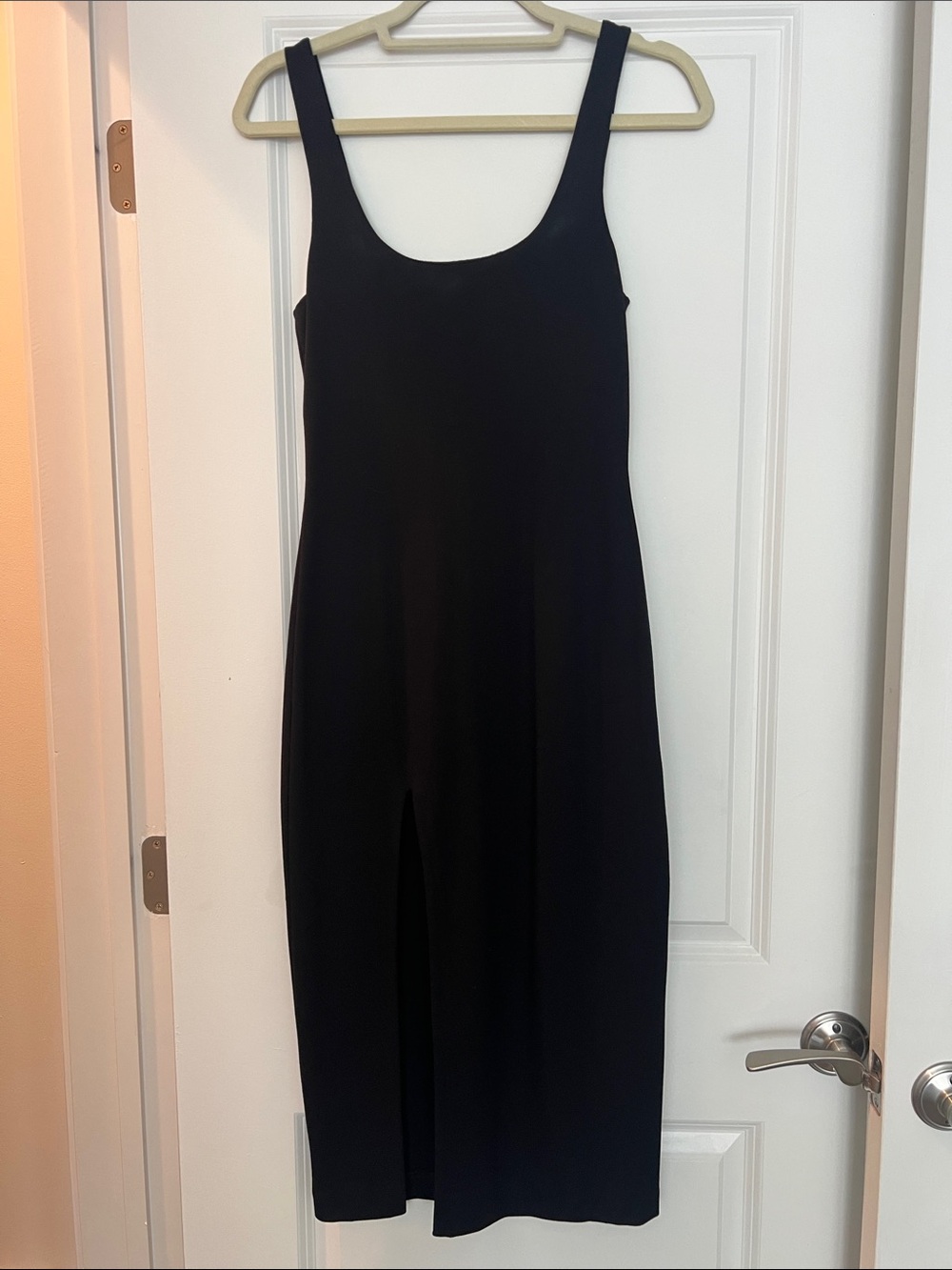 NBD Revolve Black Scoop Neck Midi Dress with Front Slit